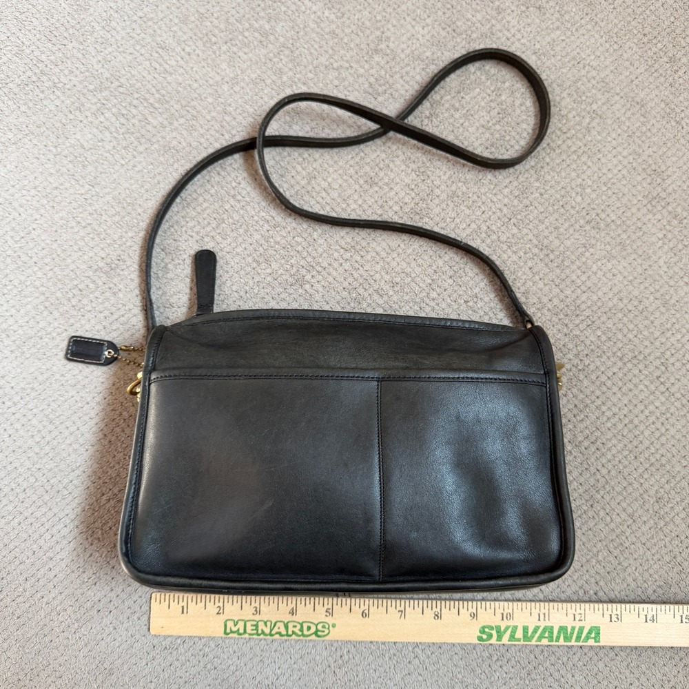 Vintage 1990s Coach Black Leather Crossbody Bag Made in USA 816-5809 Small